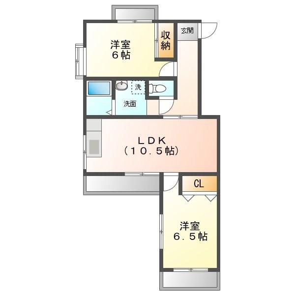 ピュア五反田(2LDK/3階)の間取り写真