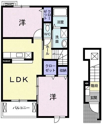 ラフレシール・ジュイエ(2LDK/2階)の間取り写真