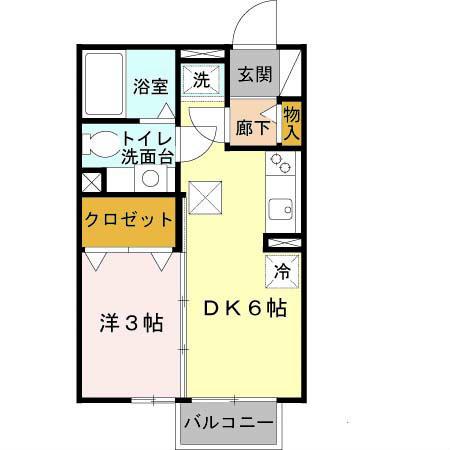 サンクレール志紀(1DK/2階)の間取り写真