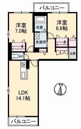 ジュモーレ(2LDK/3階)の間取り写真