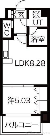CHOEI65プレジオ中津(1LDK/11階)の間取り写真