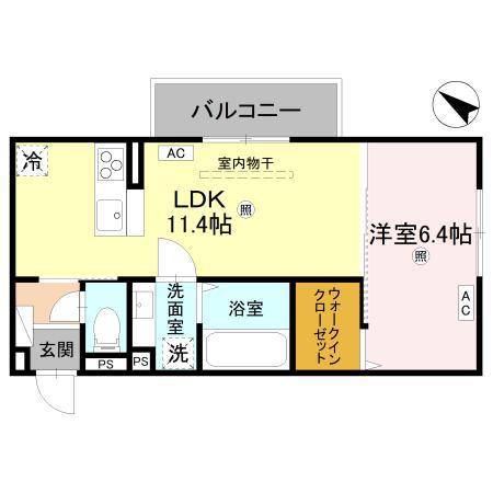 D-REGALO下馬N(1LDK/2階)の間取り写真