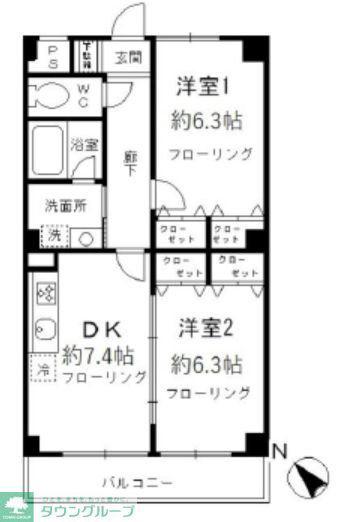クレスト アンク(2DK/2階)の間取り写真