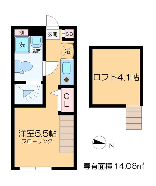 アジュール小岩(ワンルーム/1階)の間取り写真