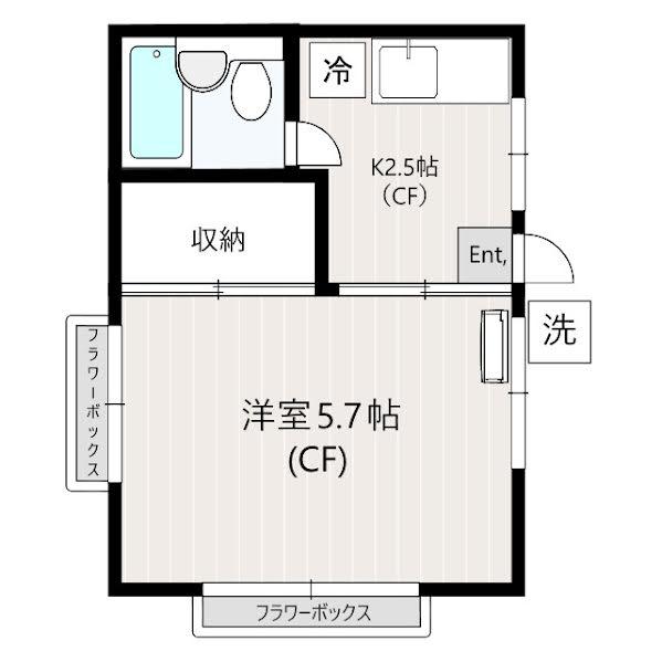 矢車荘(1K/2階)の間取り写真