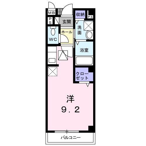 レーク ウッド(ワンルーム/1階)の間取り写真