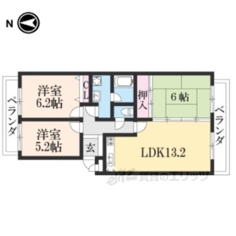 リバーハイツ間宮(3LDK/2階)の間取り写真