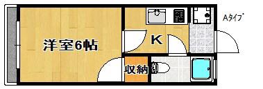 ライズワン天神ノ森レジデンス(1K/4階)の間取り写真