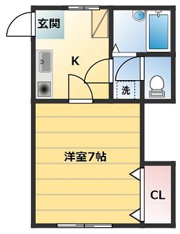 宍倉荘(1K/1階)の間取り写真