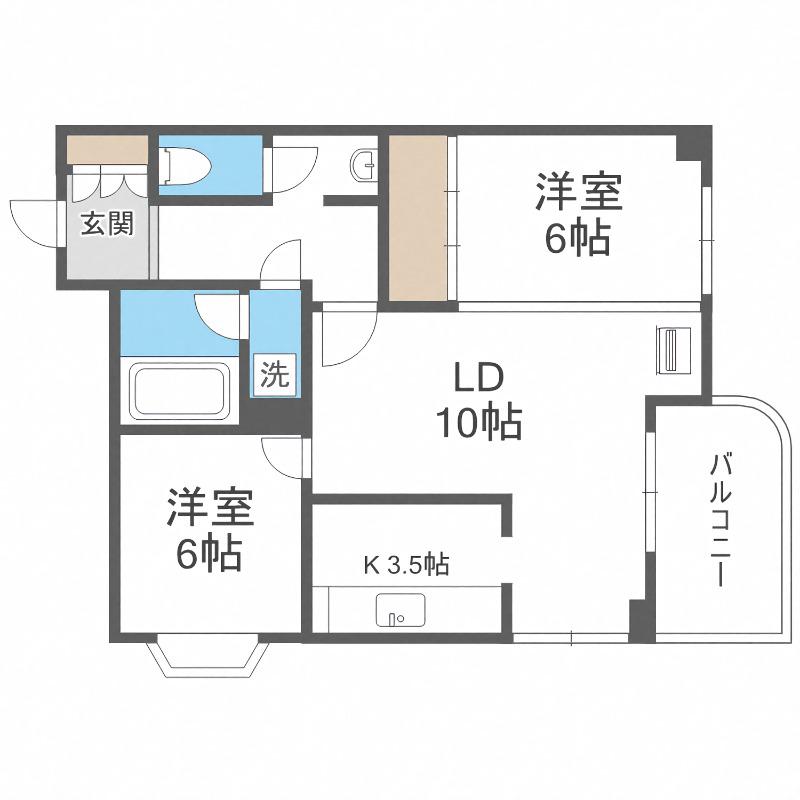 メゾンドブーケパーク(2LDK/6階)の間取り写真