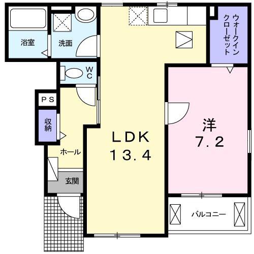 メゾン・ド・カルムII(1LDK/1階)の間取り写真