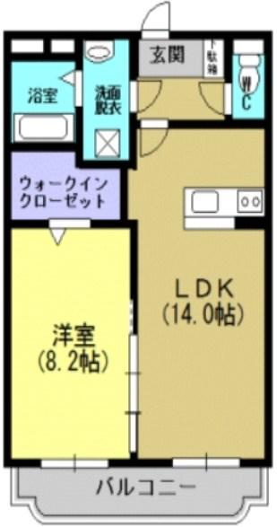 ブラウニー・N(1LDK/1階)の間取り写真