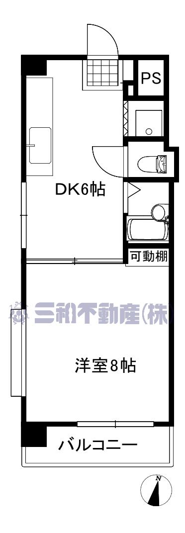 橘センタービル(1DK/6階)の間取り写真