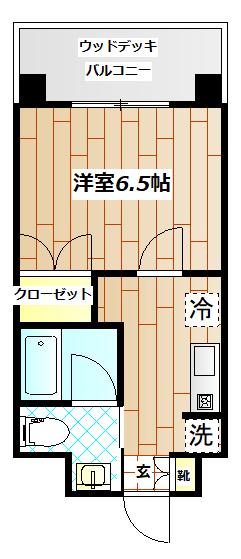 大倉山ヒルテラス(1K/2階)の間取り写真