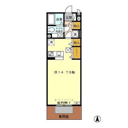 グリーンフォレストAZUMI(ワンルーム/1階)の間取り写真