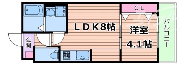 オルタンシアキューブ(1LDK/3階)の間取り写真