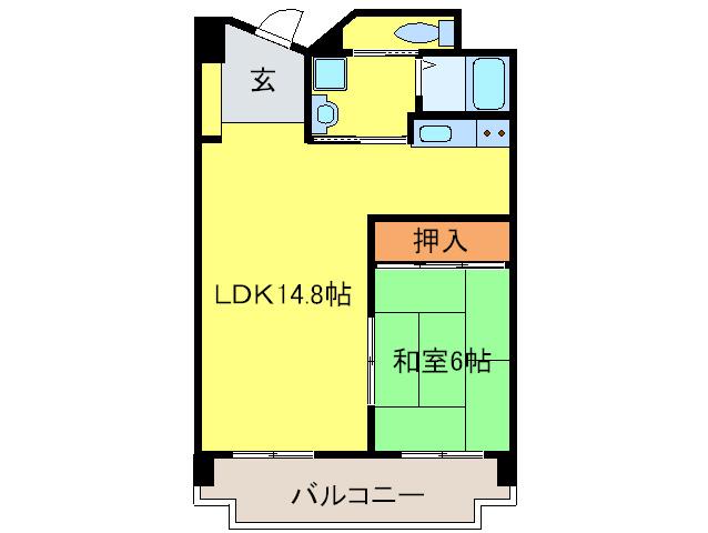 朝日プラザシティサザンパ-ク六番街J715(1LDK/7階)の間取り写真