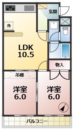 アーガスヒルズ55(2LDK/1階)の間取り写真