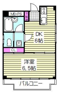 北浦和玉川ハイツ(1DK/5階)の間取り写真