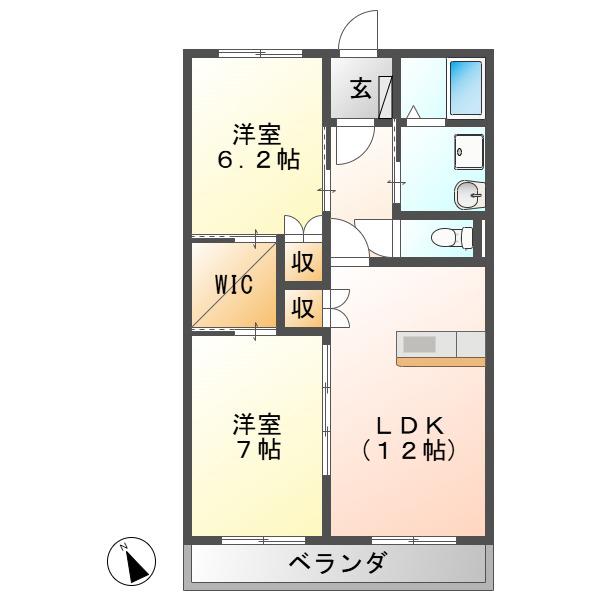 メゾン ド・クレセール(2LDK/1階)の間取り写真