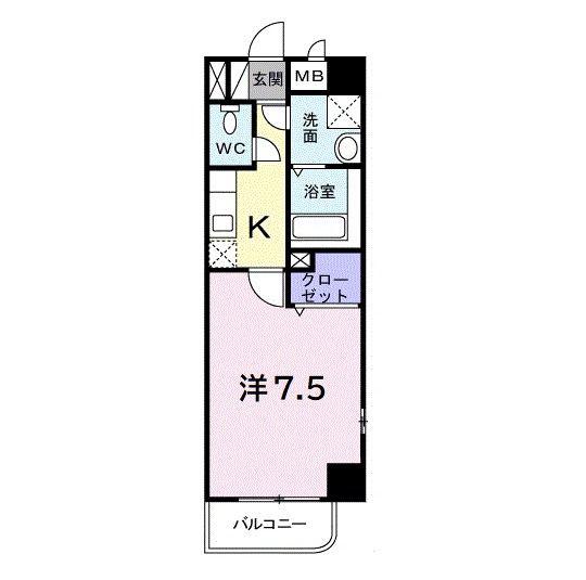 パールドゥN府中(1K/4階)の間取り写真