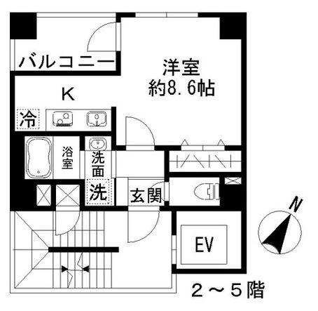 AZUR勝どき4丁(1K/3階)の間取り写真