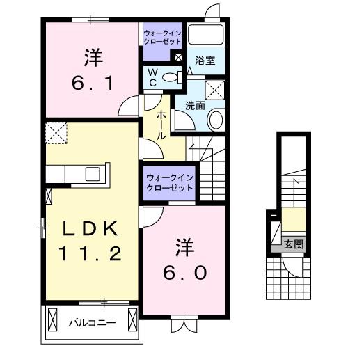 ドルフ・レーベン III(2LDK/2階)の間取り写真