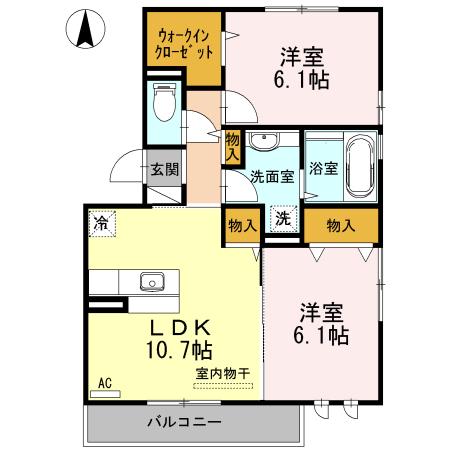 リアン トゥール(2LDK/3階)の間取り写真