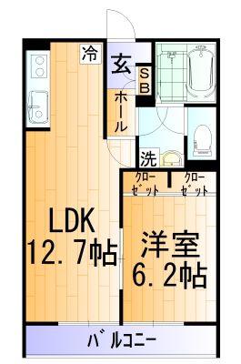 ホウエイコート南荻窪(1LDK/2階)の間取り写真