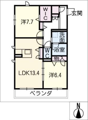ヴィル ドミール浄水(2LDK/3階)の間取り写真