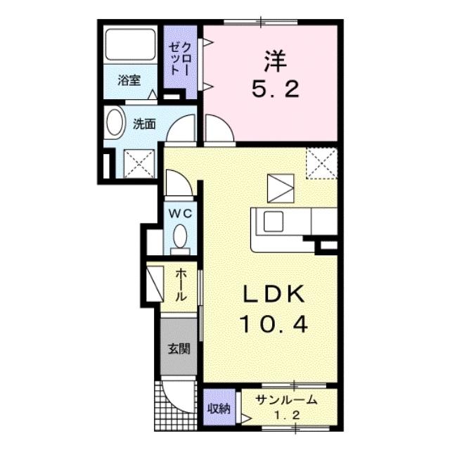 フォレスト ヒル(1LDK/1階)の間取り写真