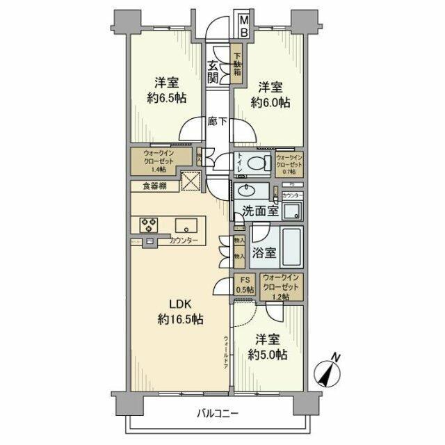 ザ・パークハウス鷺沼(3LDK/6階)の間取り写真