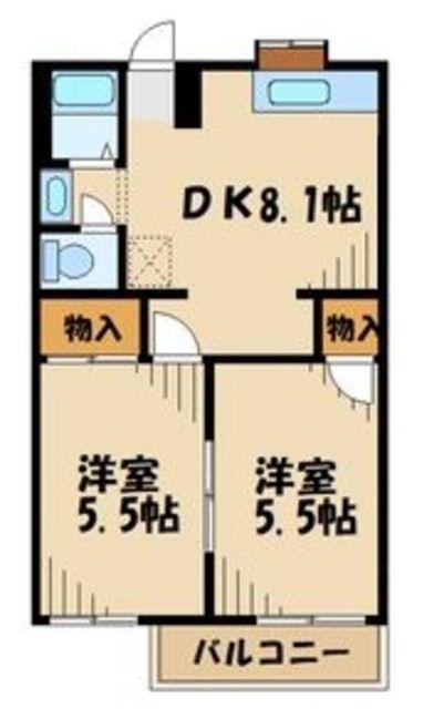 ヴェルドミールI番館(2DK/1階)の間取り写真