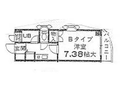 ローゼンハイム国立(ワンルーム/3階)の間取り写真