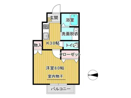 SOLEIL桜町(1K/1階)の間取り写真