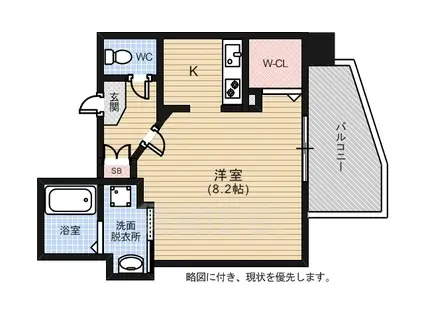 ルービンス宇品神田(1K/9階)の間取り写真