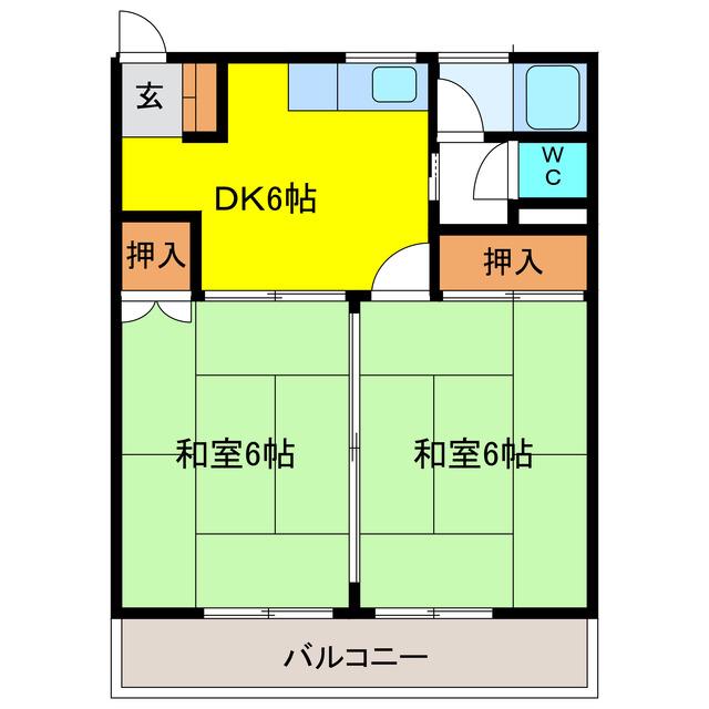 高木ビル(2DK/4階)の間取り写真