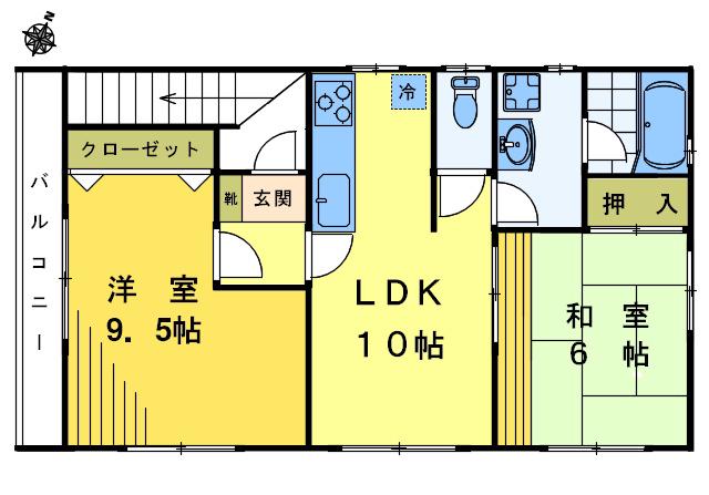 エスポワール(2LDK/2階)の間取り写真