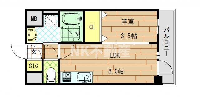 リアライズ布施駅前(1LDK/8階)の間取り写真