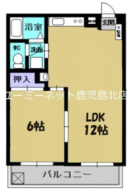 アスカビル(1LDK/4階)の間取り写真