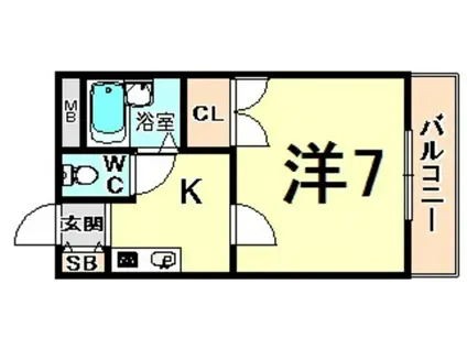 リーストラクチャー塚口II(1K/3階)の間取り写真