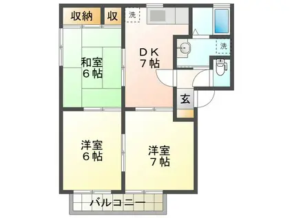 オークコートB(3DK/2階)の間取り写真