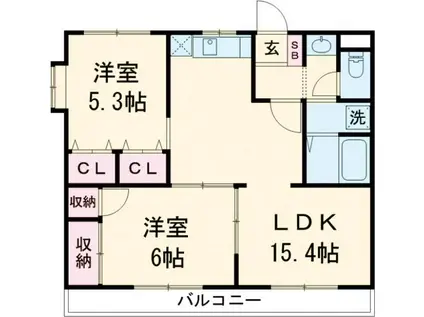 リュミエール(2LDK/2階)の間取り写真