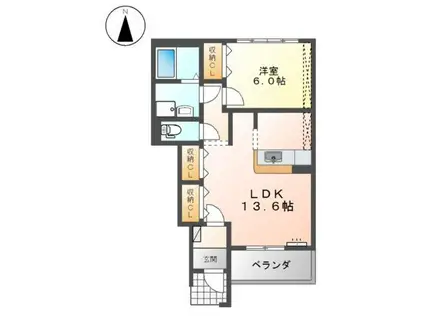 ダンデリオン黒石(1LDK/1階)の間取り写真