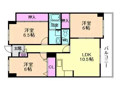 K&T御幣島マンション(3LDK/6階)の間取り写真