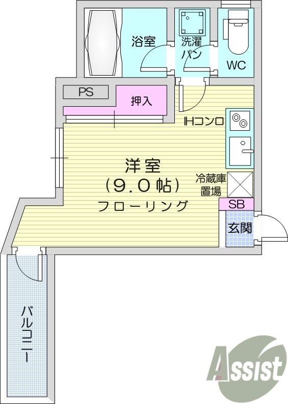 ロイヤルヒルズ八乙女(ワンルーム/3階)の間取り写真
