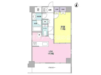 ディアレンス池上南イースト(1LDK/1階)の間取り写真