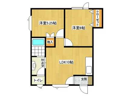 ハピネス東(2LDK/2階)の間取り写真