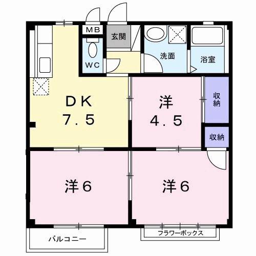 エルディム内田 C(3DK/2階)の間取り写真