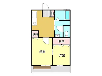 志賀ハイツ(2K/2階)の間取り写真
